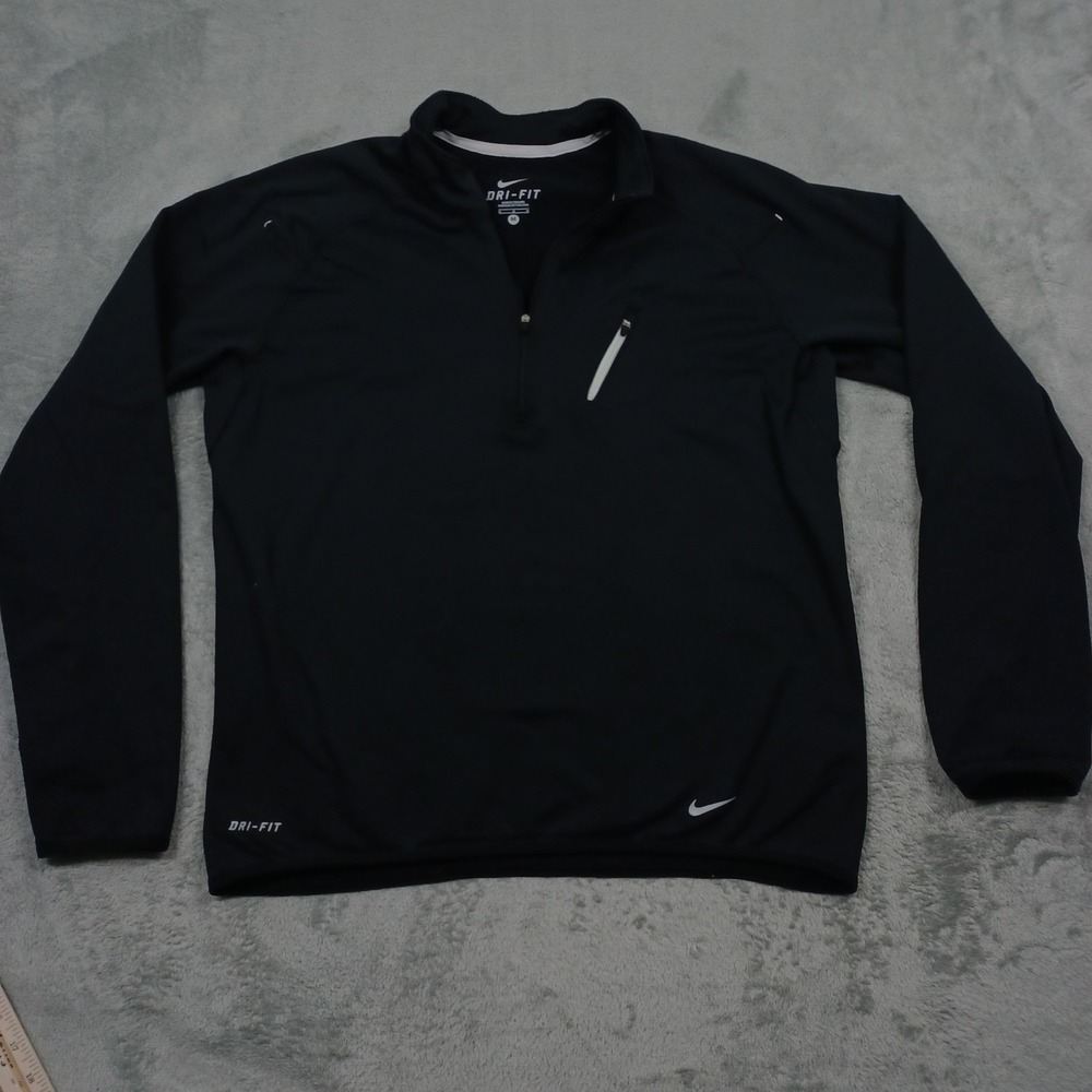 Nike Sweater Womens Medium Black Dri Fit 1/4‎ Zip Pullover Running Modern